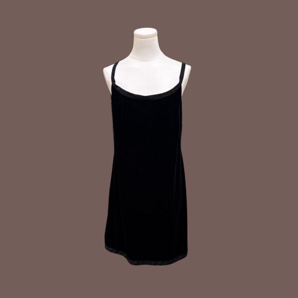 Hillard & Hanson Tank Dress | Black Sueded Beaded | Size 10 | Vintage - Picture 1 of 5